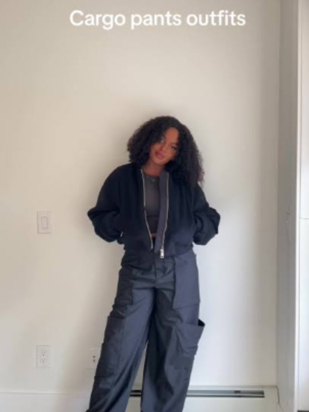 Zara Navy Cargo Wide Leg Pants Size M | High Rise Utility Trousers | 31" Inseam - Picture 3 of 11